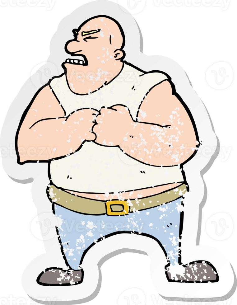 retro distressed sticker of a cartoon violent man drawing png