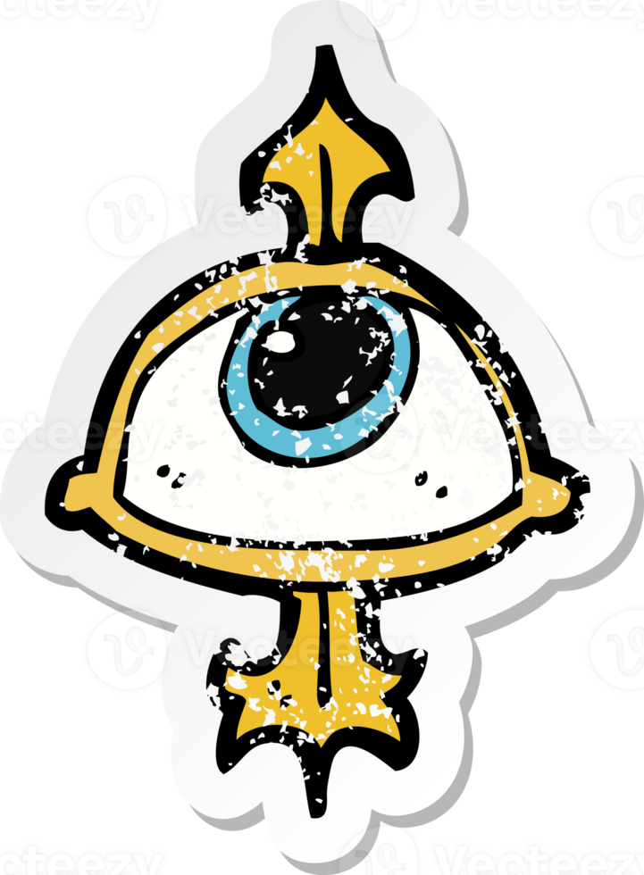 retro distressed sticker of a cartoon eye symbol drawing png