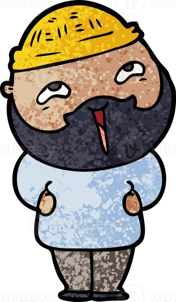cartoon happy bearded man drawing png