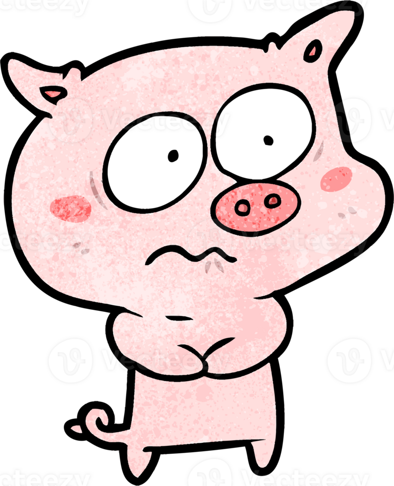 cartoon nervous pig drawing png