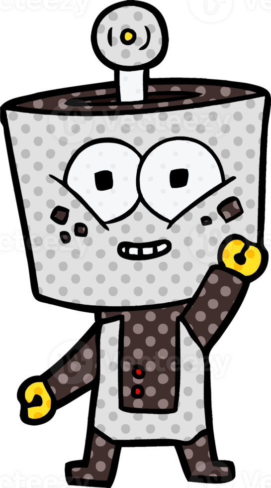 happy cartoon robot waving hello png