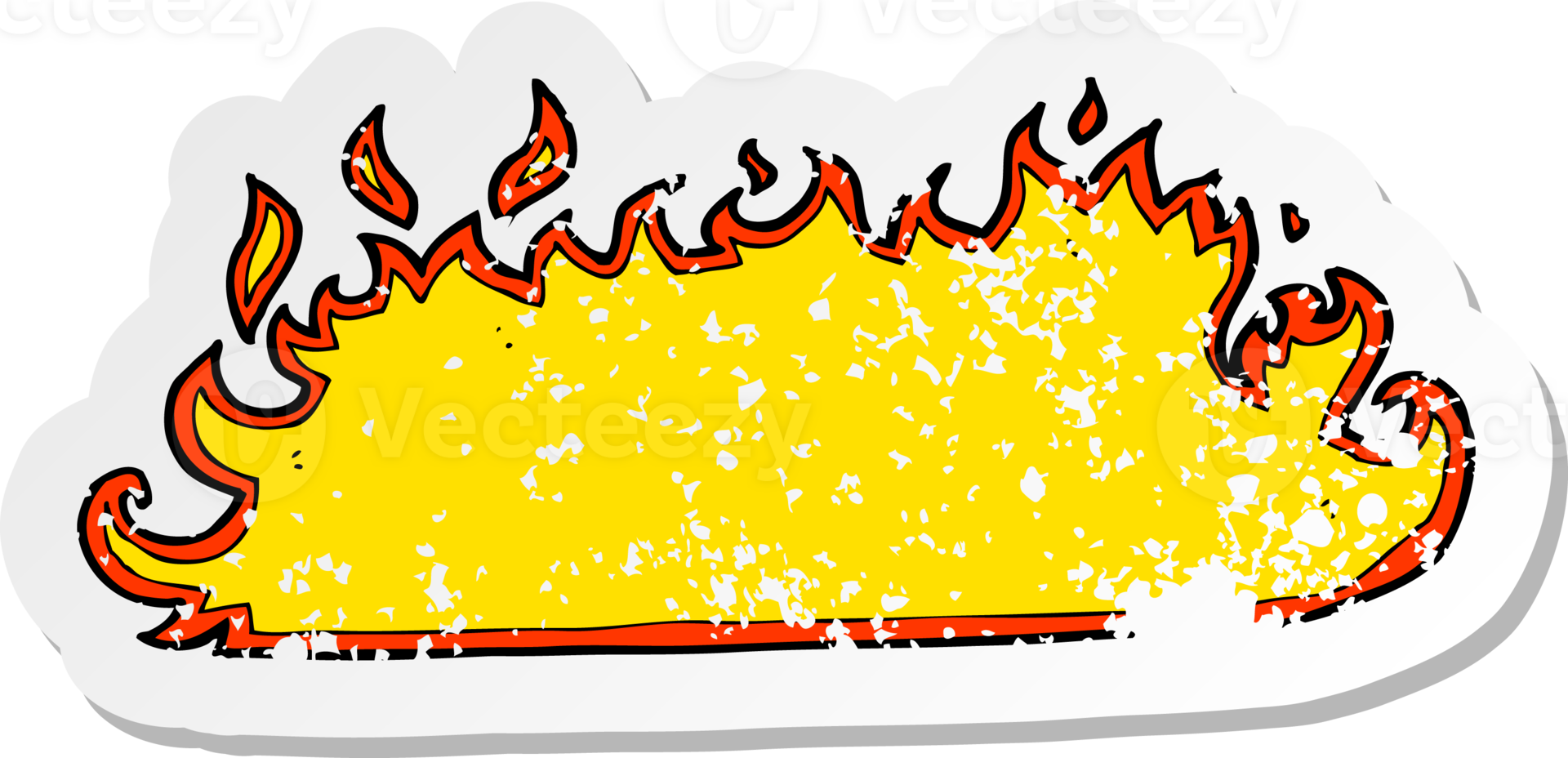 retro distressed sticker of a cartoon fire border drawing png