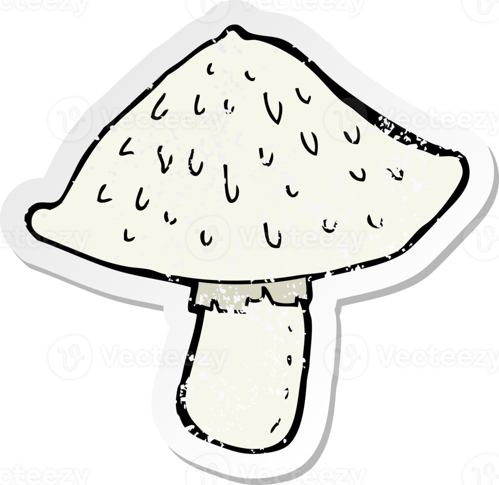 retro distressed sticker of a cartoon wild mushroom drawing png