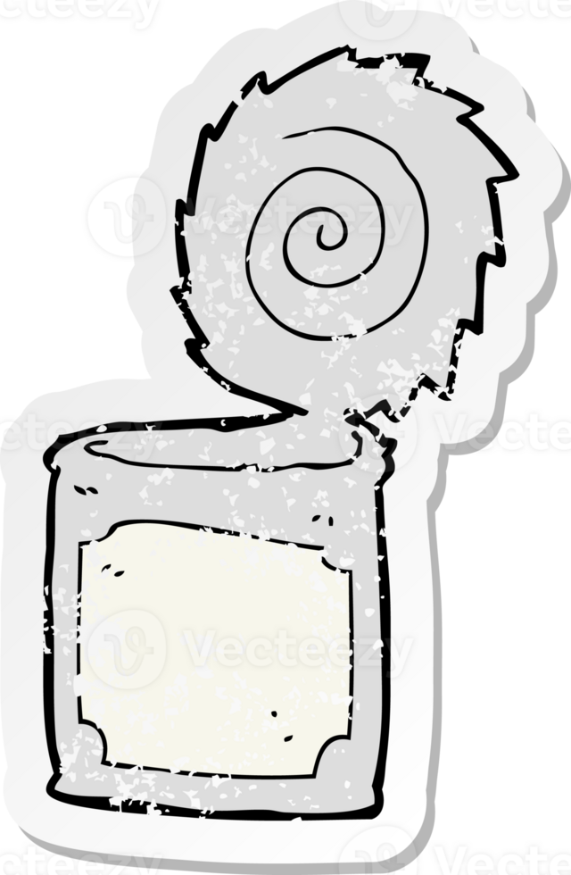 retro distressed sticker of a cartoon open tin can drawing png