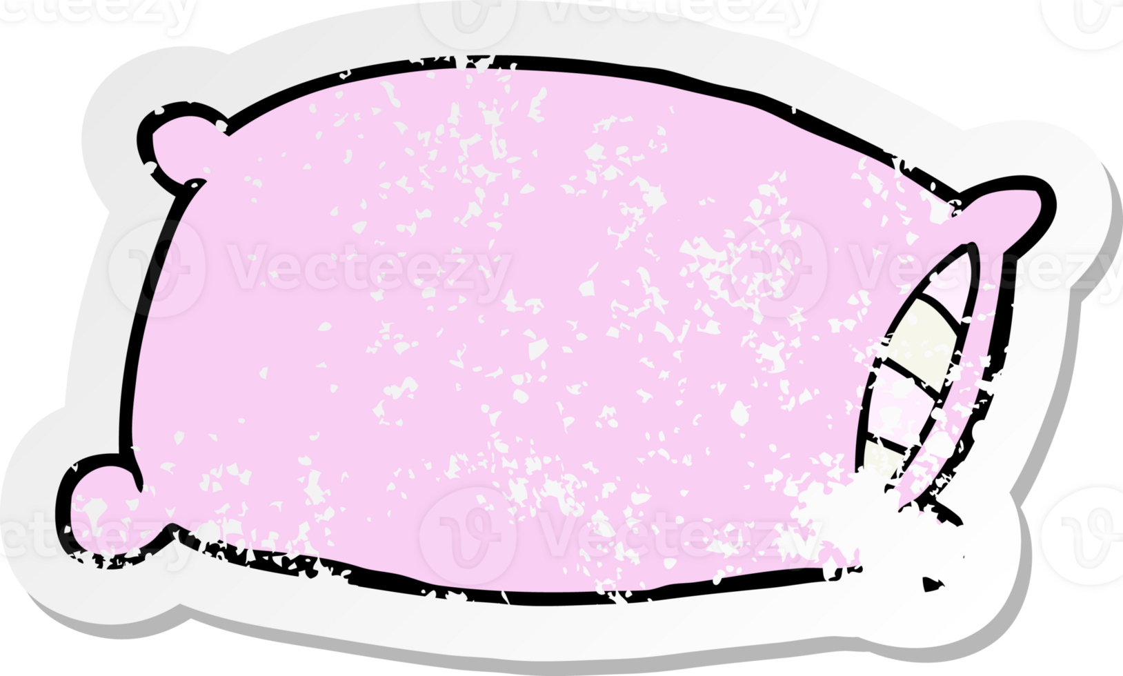 retro distressed sticker of a cartoon pillow drawing png