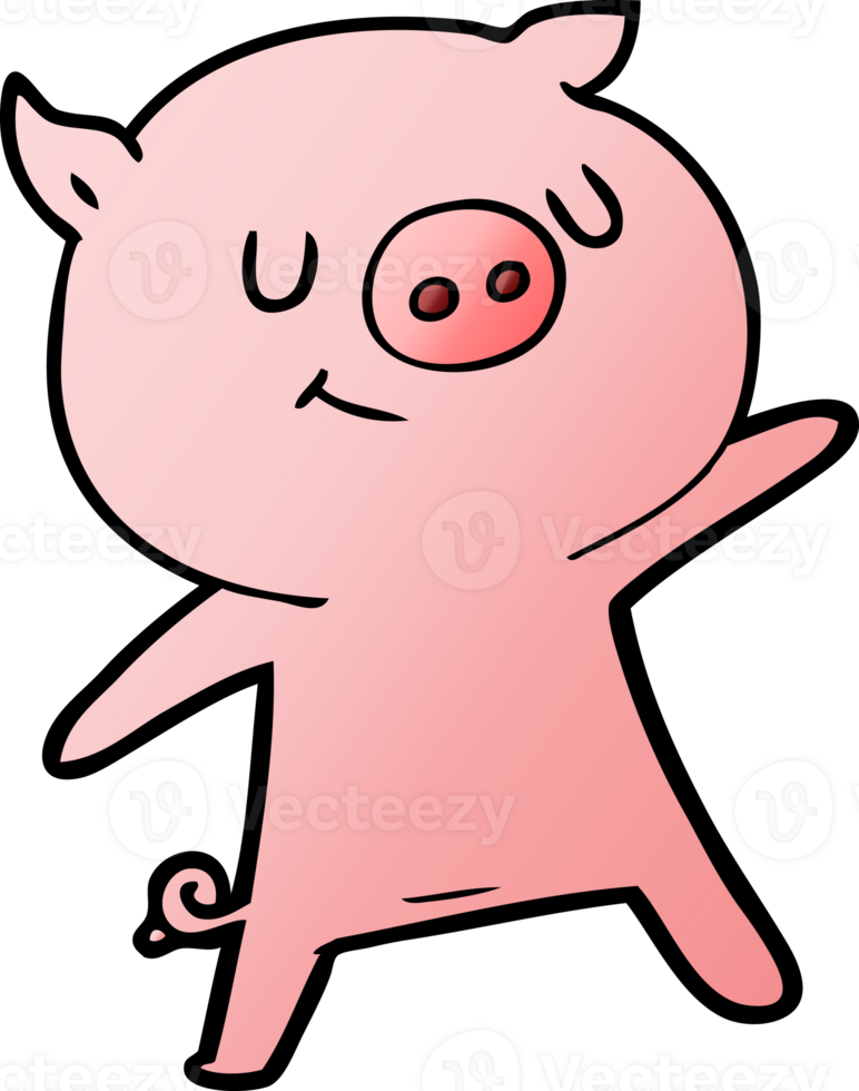 happy cartoon pig waving png