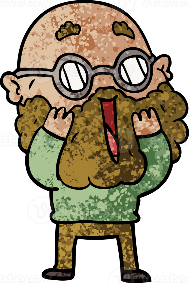 cartoon amazed man with beard png