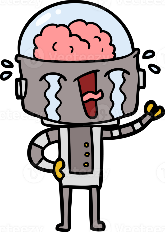 cartoon crying robot png