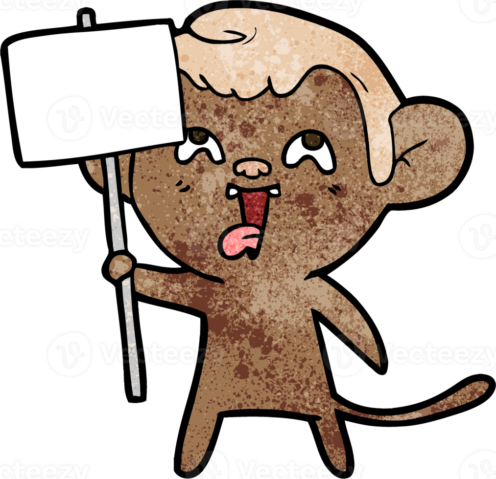 crazy cartoon monkey with sign png
