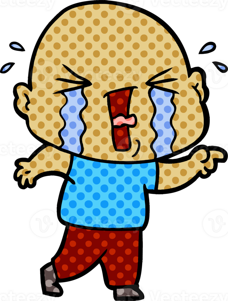 cartoon crying bald man png