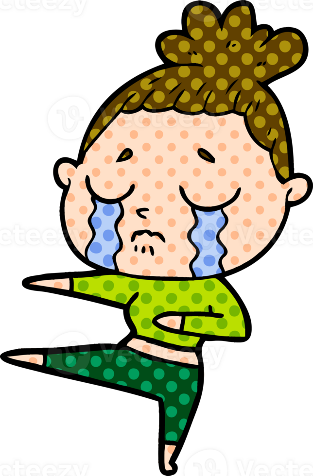cartoon crying woman dancing png
