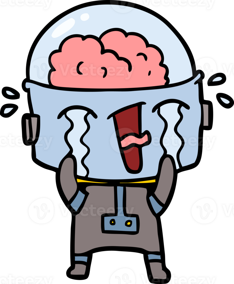 cartoon crying robot png