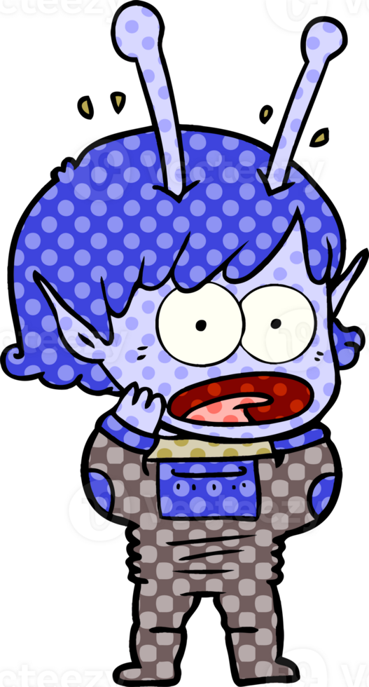 cartoon shocked alien girl png