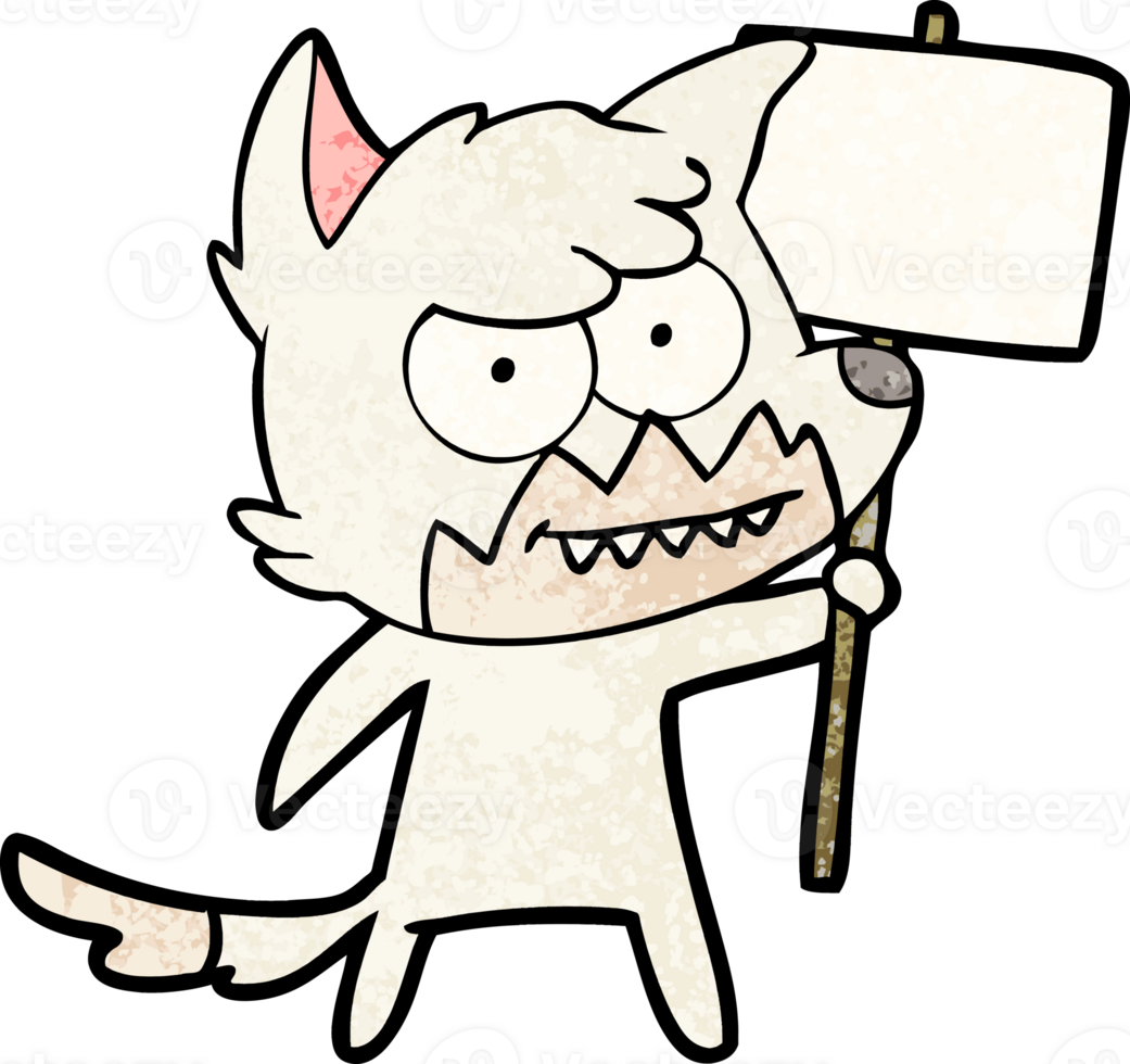 cartoon grinning fox with protest sign png