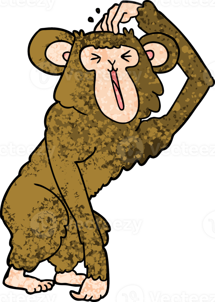 cartoon chimp scratching head png