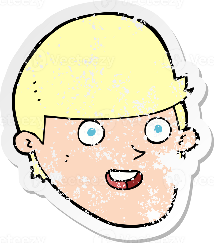 retro distressed sticker of a cartoon man with big chin drawing png