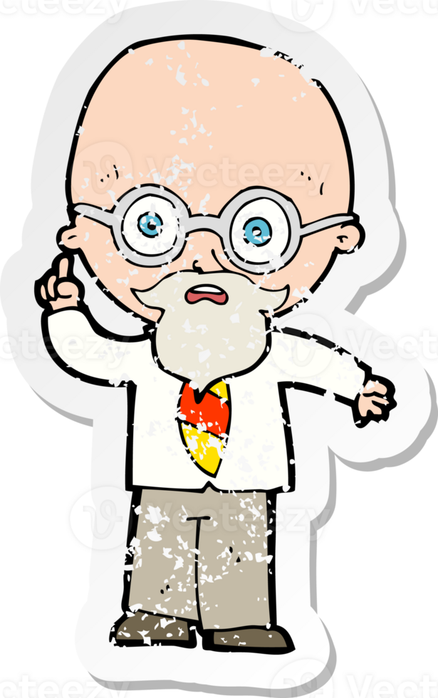 retro distressed sticker of a cartoon professor drawing png
