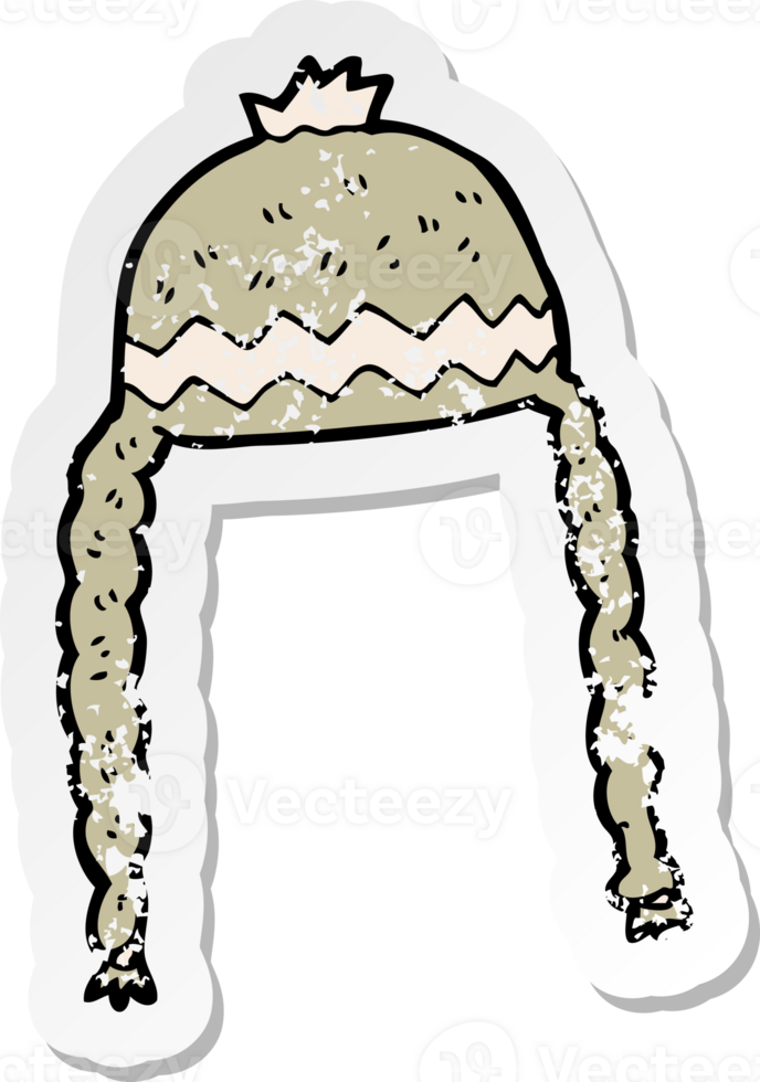 retro distressed sticker of a cartoon cool hat drawing png