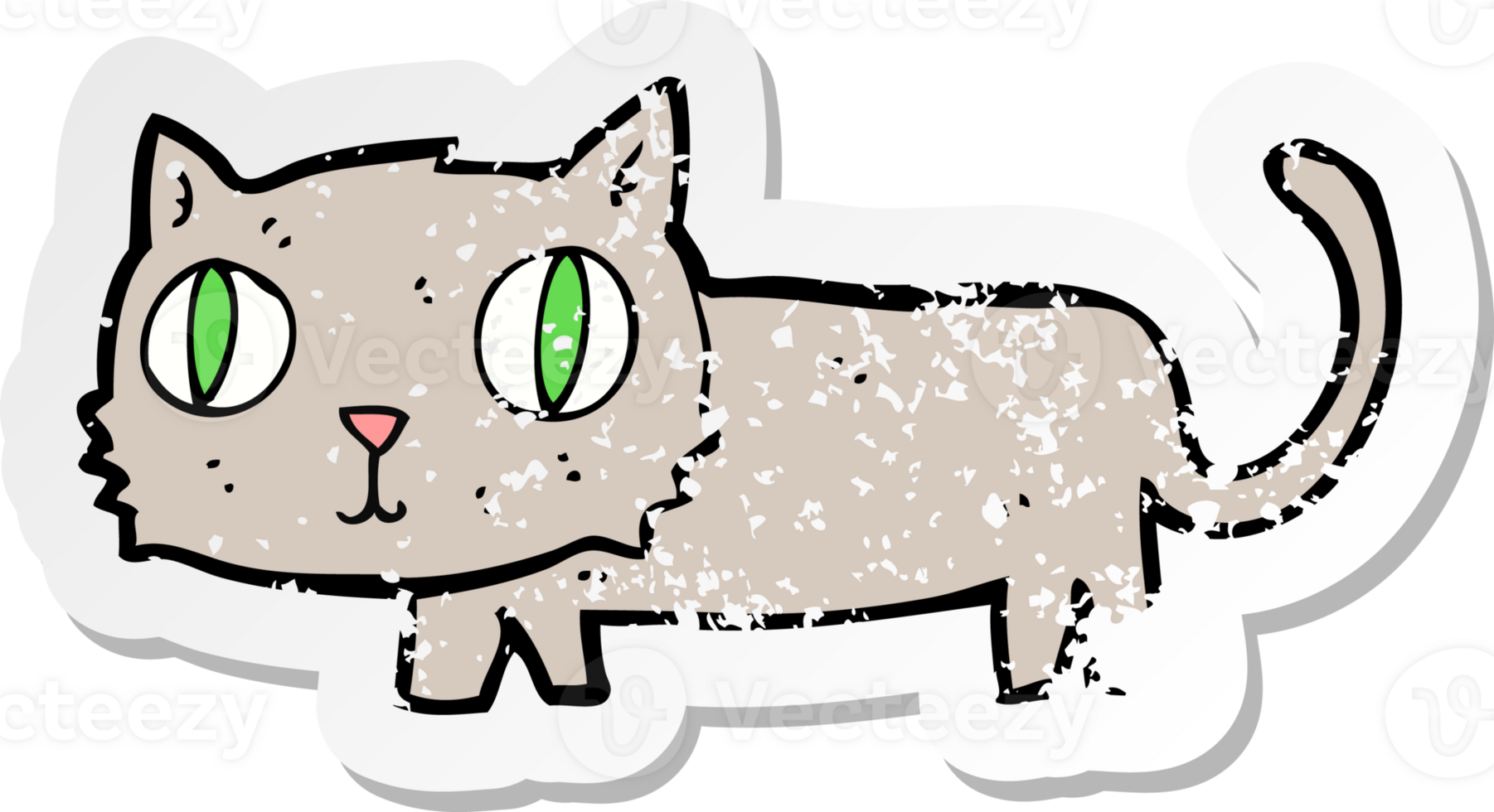 retro distressed sticker of a cartoon cat drawing png
