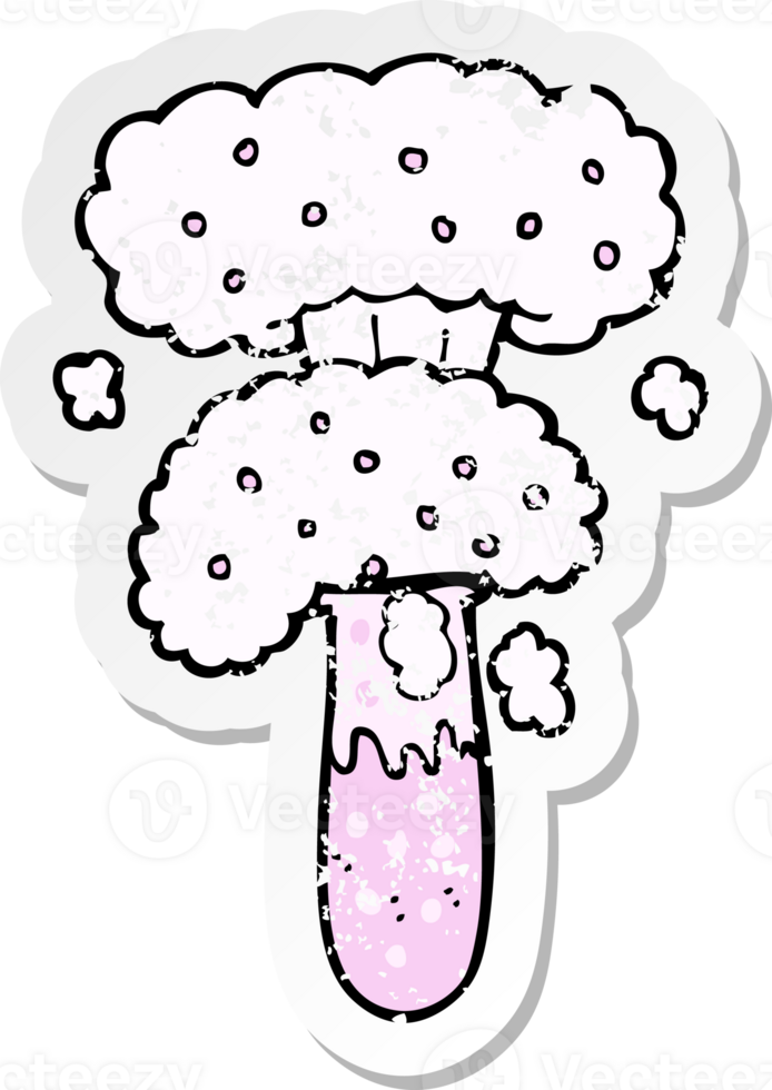 retro distressed sticker of a cartoon science experiment drawing png