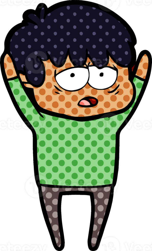 cartoon exhausted boy png