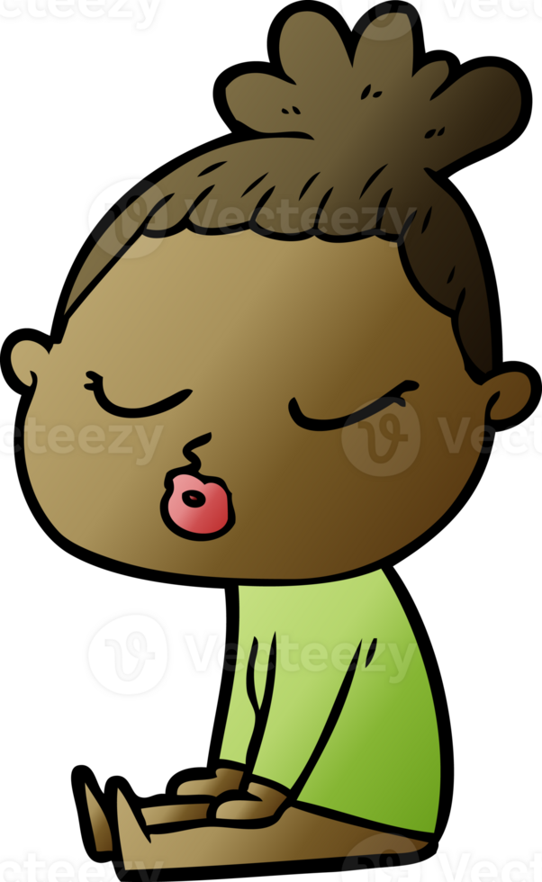 cartoon calm woman png