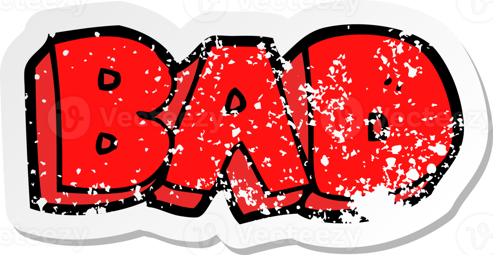 retro distressed sticker of a cartoon bad sign drawing png