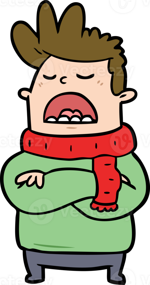 cartoon obnoxious man in winter clothes png
