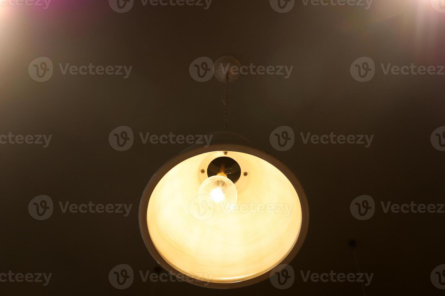 A lamp for illuminating the interior of the room hangs on the ceiling. photo