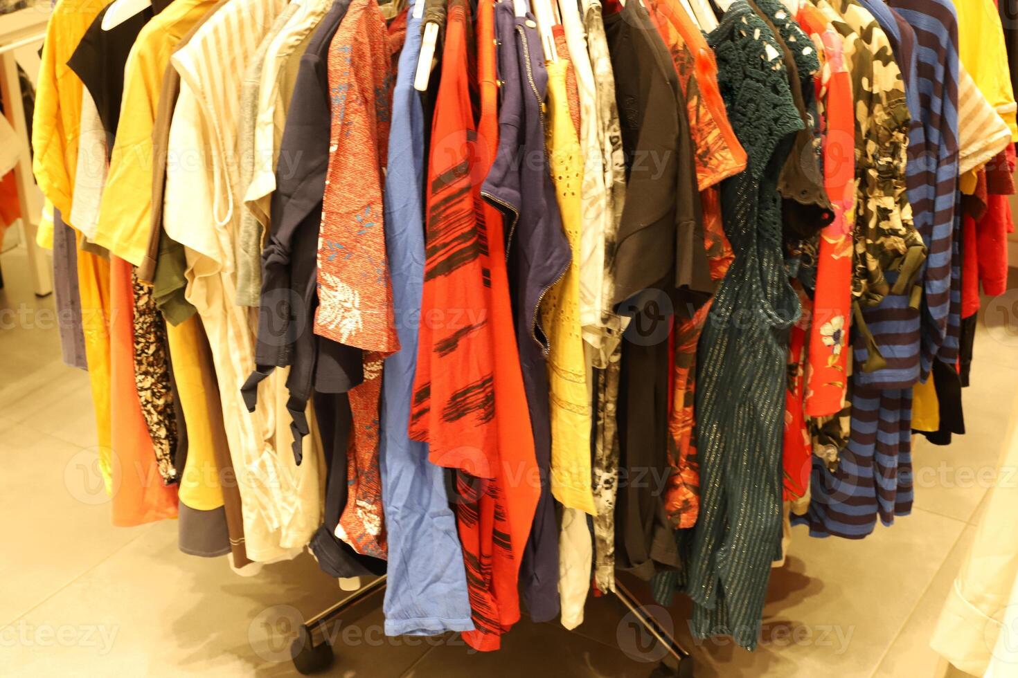 Advertising women's clothing on a display window in a large supermarket in Israel. photo