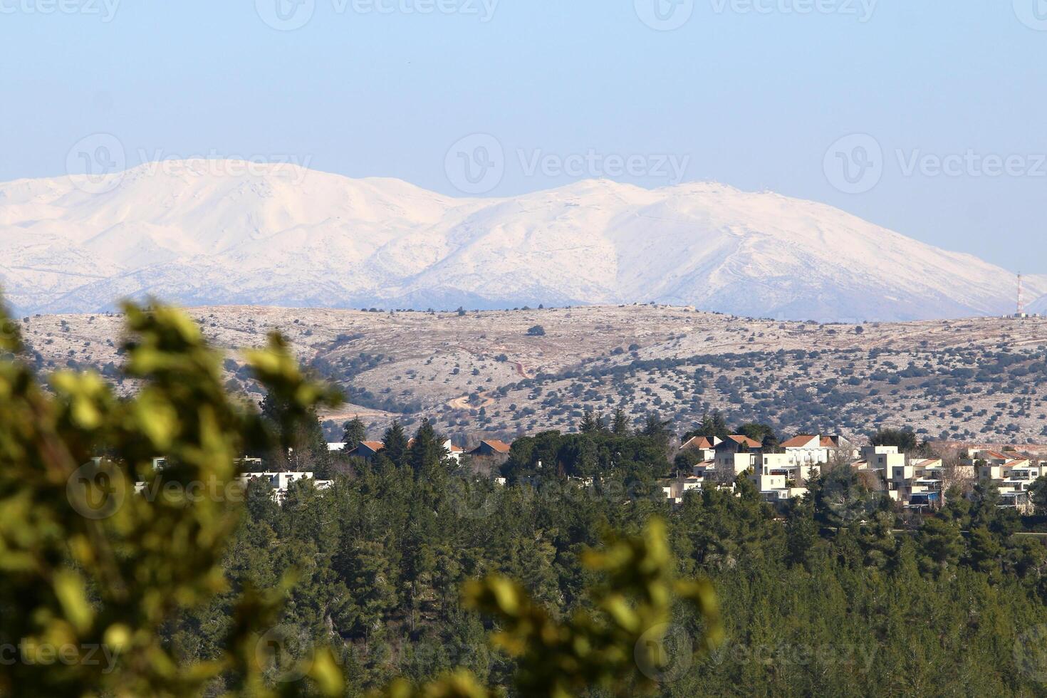 Snow lies on Mount Hermon in northern Israel. photo