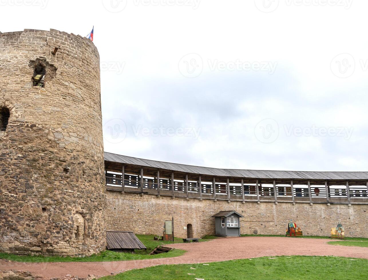 Walls and towers of the Izborsk fortress, Izborsk, Pskov region, Russia. High quality photo