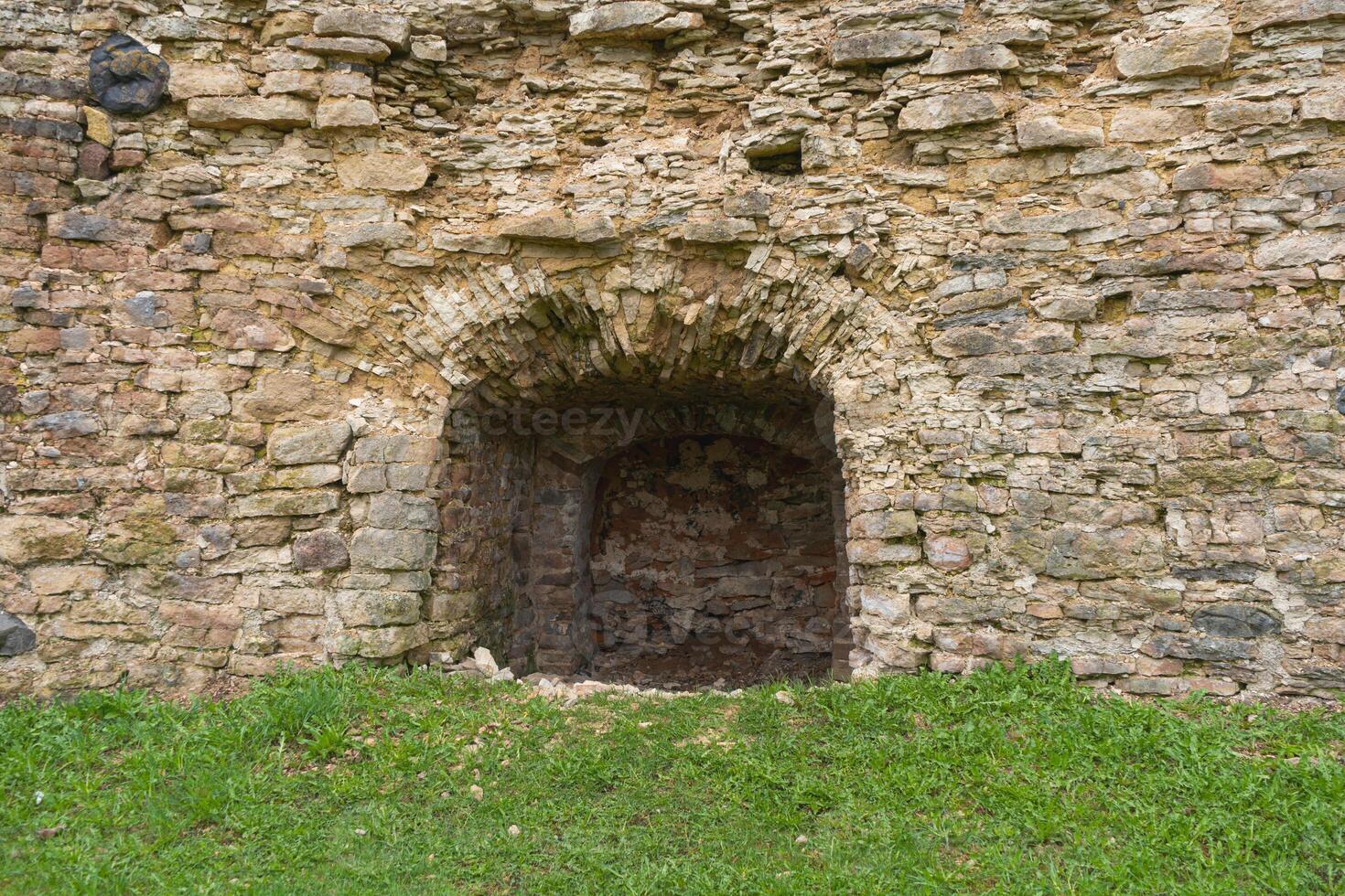 Fortress in Izborsk. Pskov region. Russia. Walls and doorway of ancient fortress. High quality photo