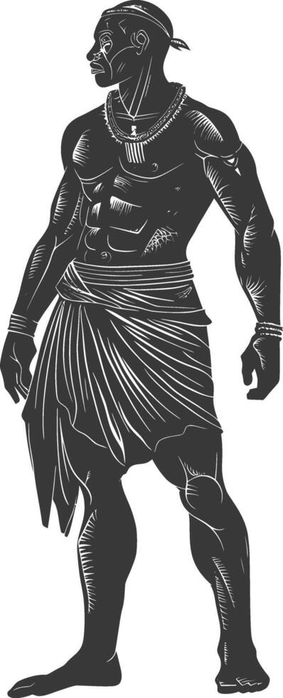 native African tribe man with engraving style black color only vector