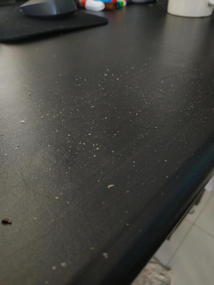Hair dandruff dirt on the table. Dandruff Problem. Closed up. photo