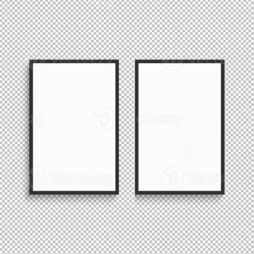 Two vertical frame mock up isolated on transparent background. photo