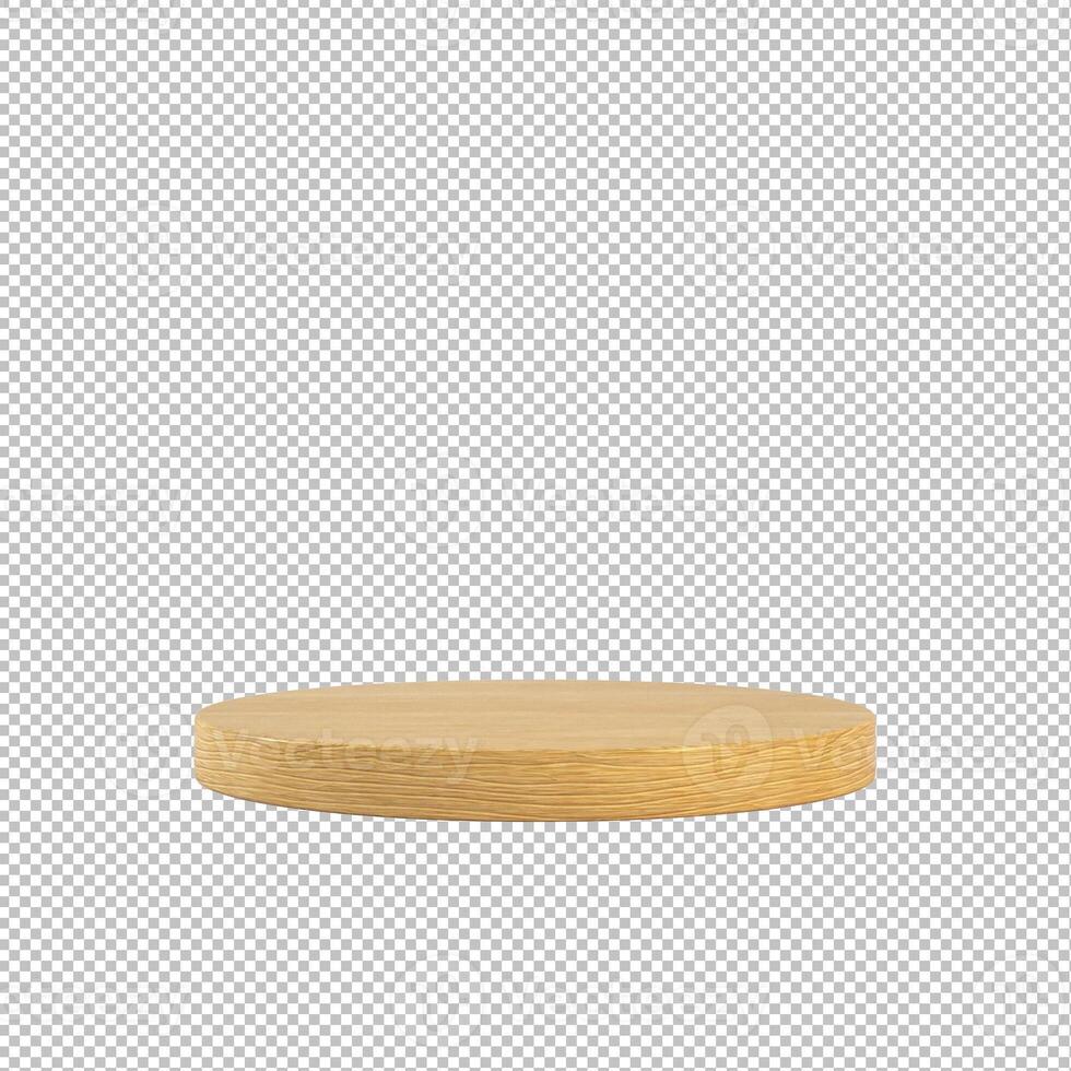 Wooden cylinder podium or stand isolated on transparent background 3d rendering. photo
