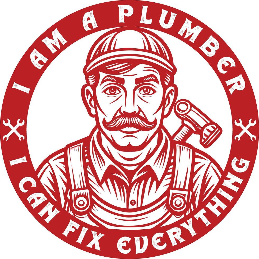 Plumber Men T-shirt Design for Print. vector