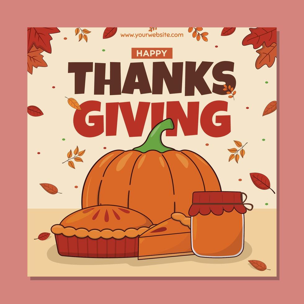 flat thanksgiving social media posts collection vector