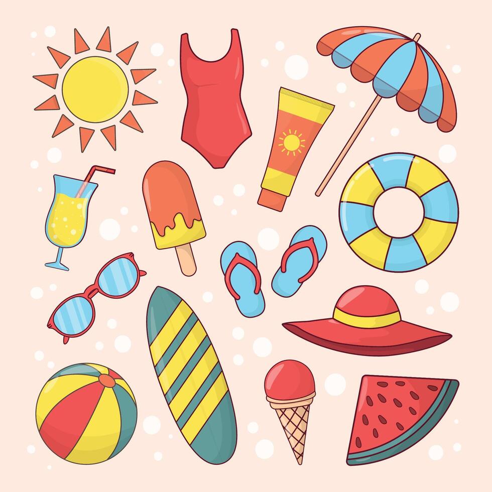 Summer set Summer icon set illustration Summer element set vector