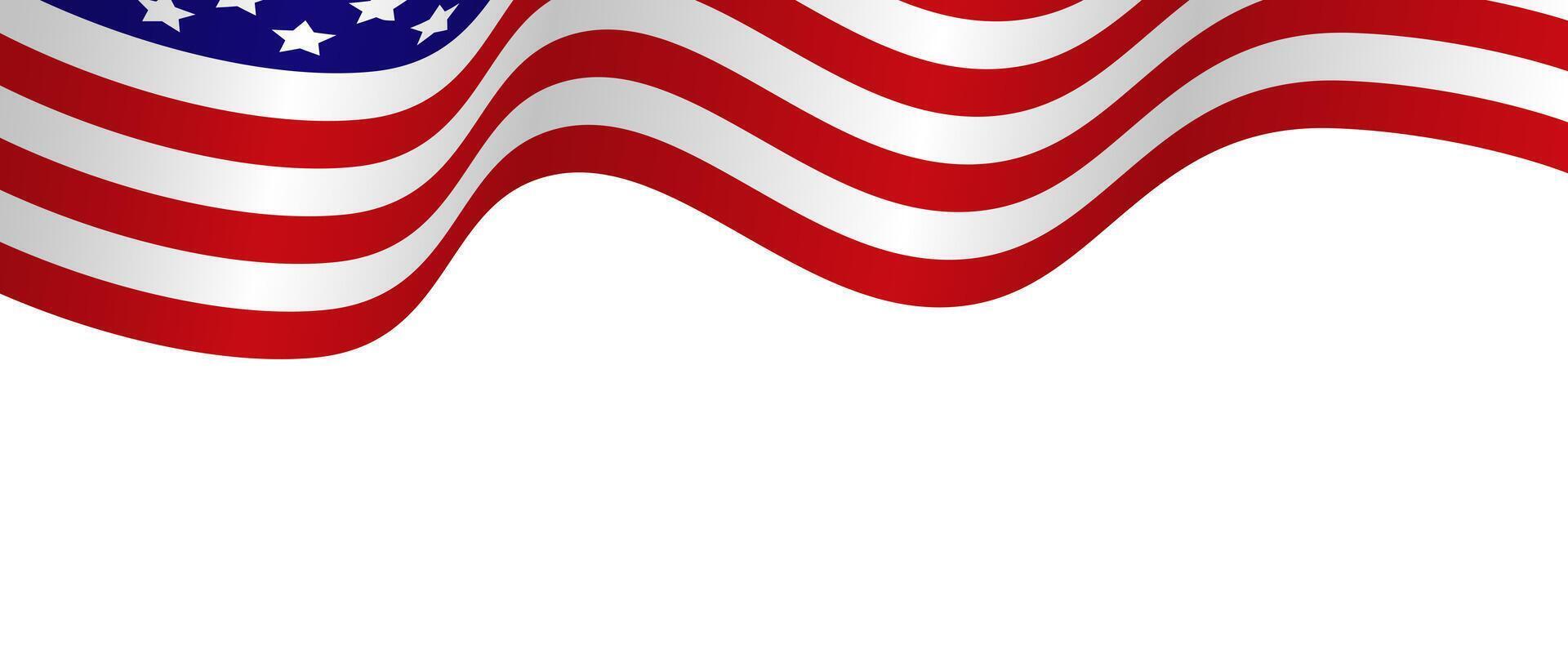 American flag isolated on white background. National symbol of the USA. Banner for Independence Day 4th of July, Memorial, Veterans Day, freedom and democracy celebration. vector