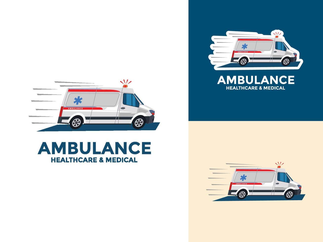 Ambulance Logo Icon Design, Emergency medical service vehicle logo and icon illustration vector