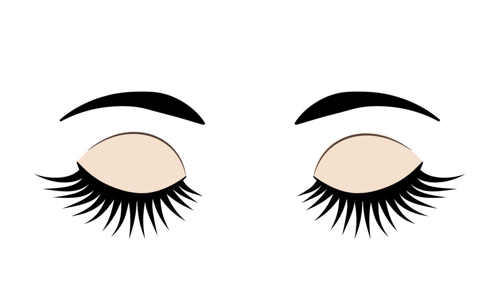 Closed eyes with long eyelashes and eyebrows. Eye flat icon isolated on white. vector