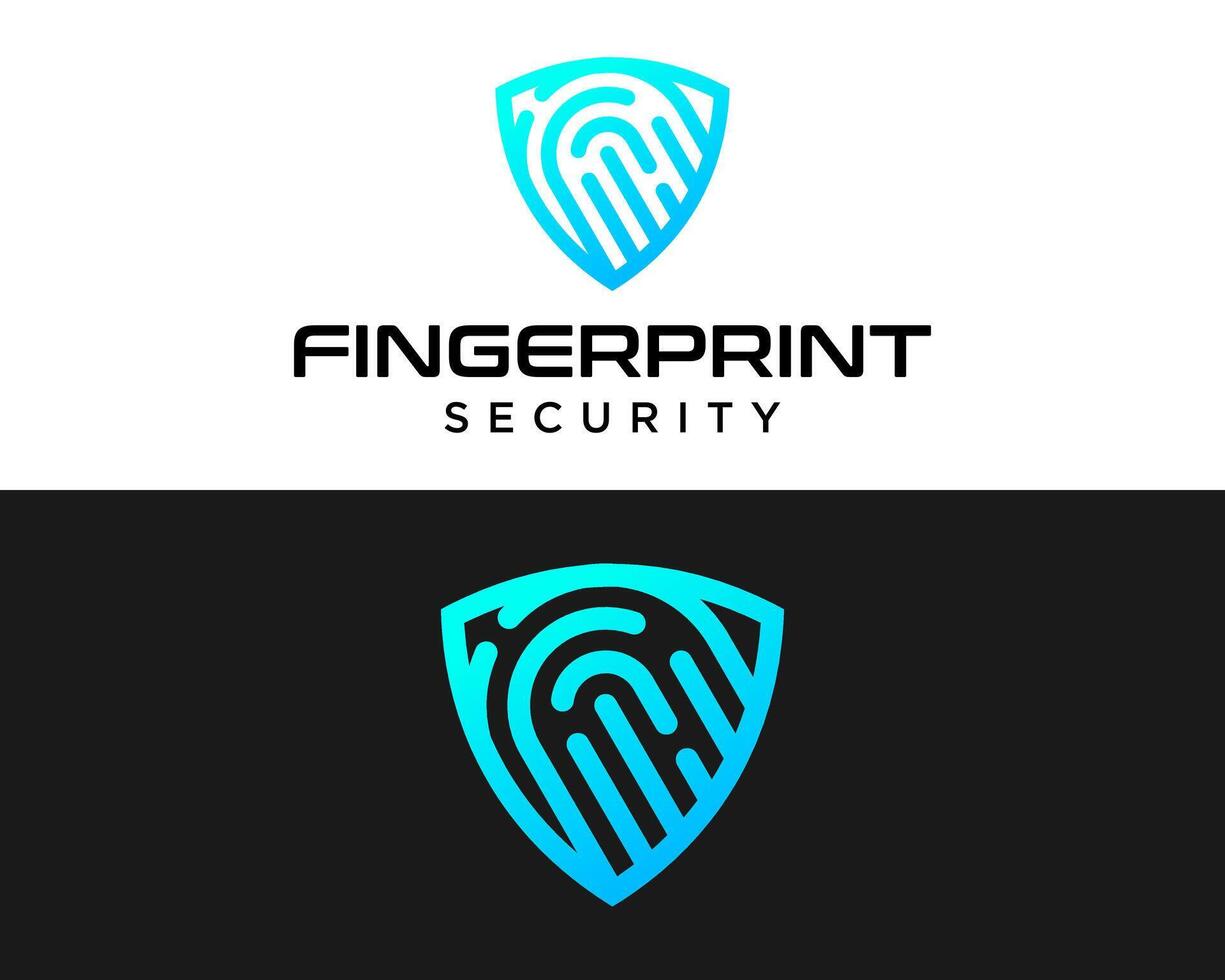 Logo design about security shield and fingerprint. vector