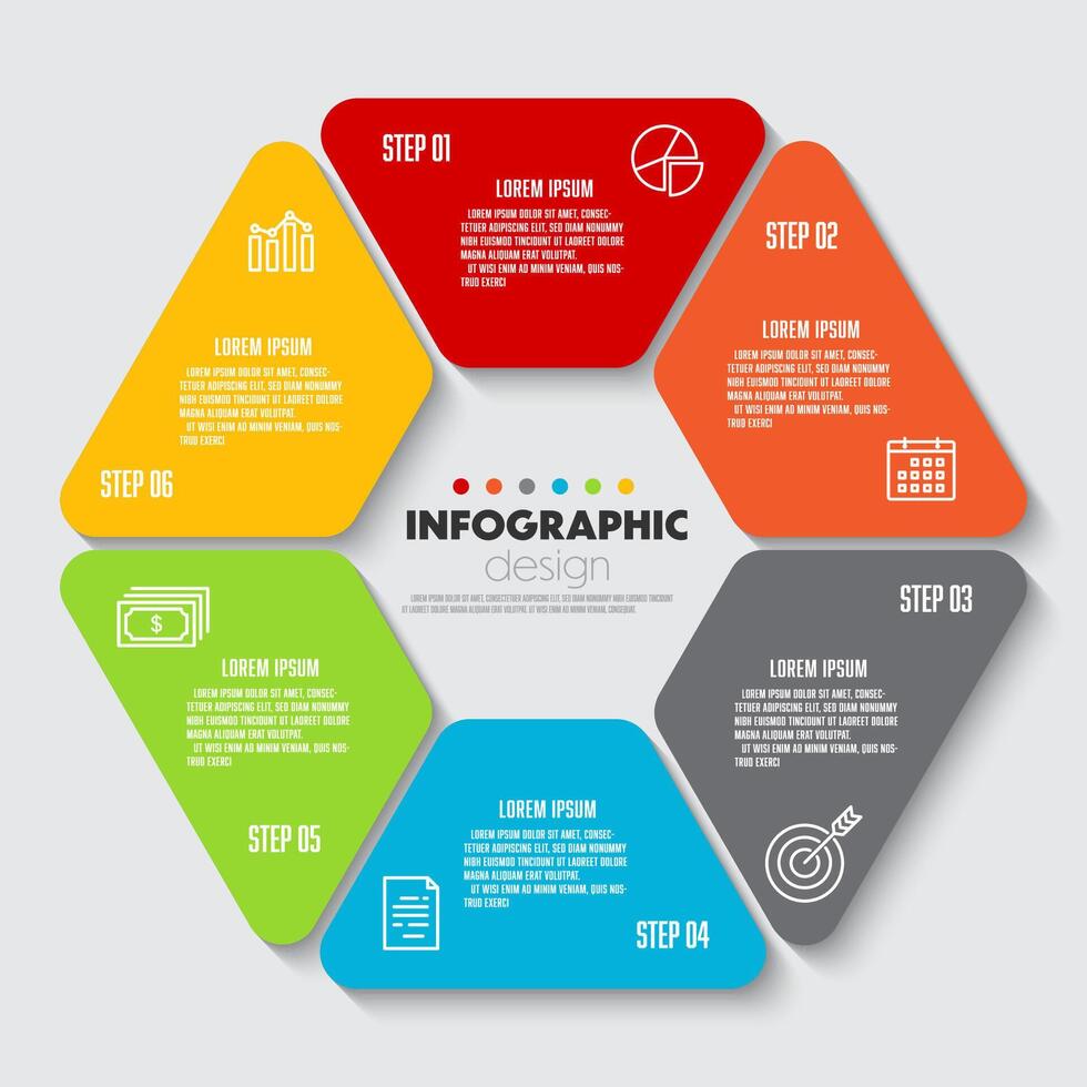 Infographic chart 6 step for business information. vector