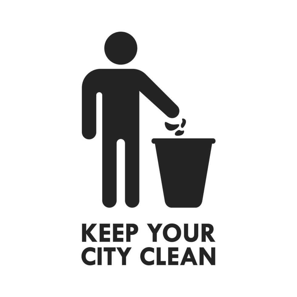 Clean City Environment Symbol Black Icon Isolated Illustration vector
