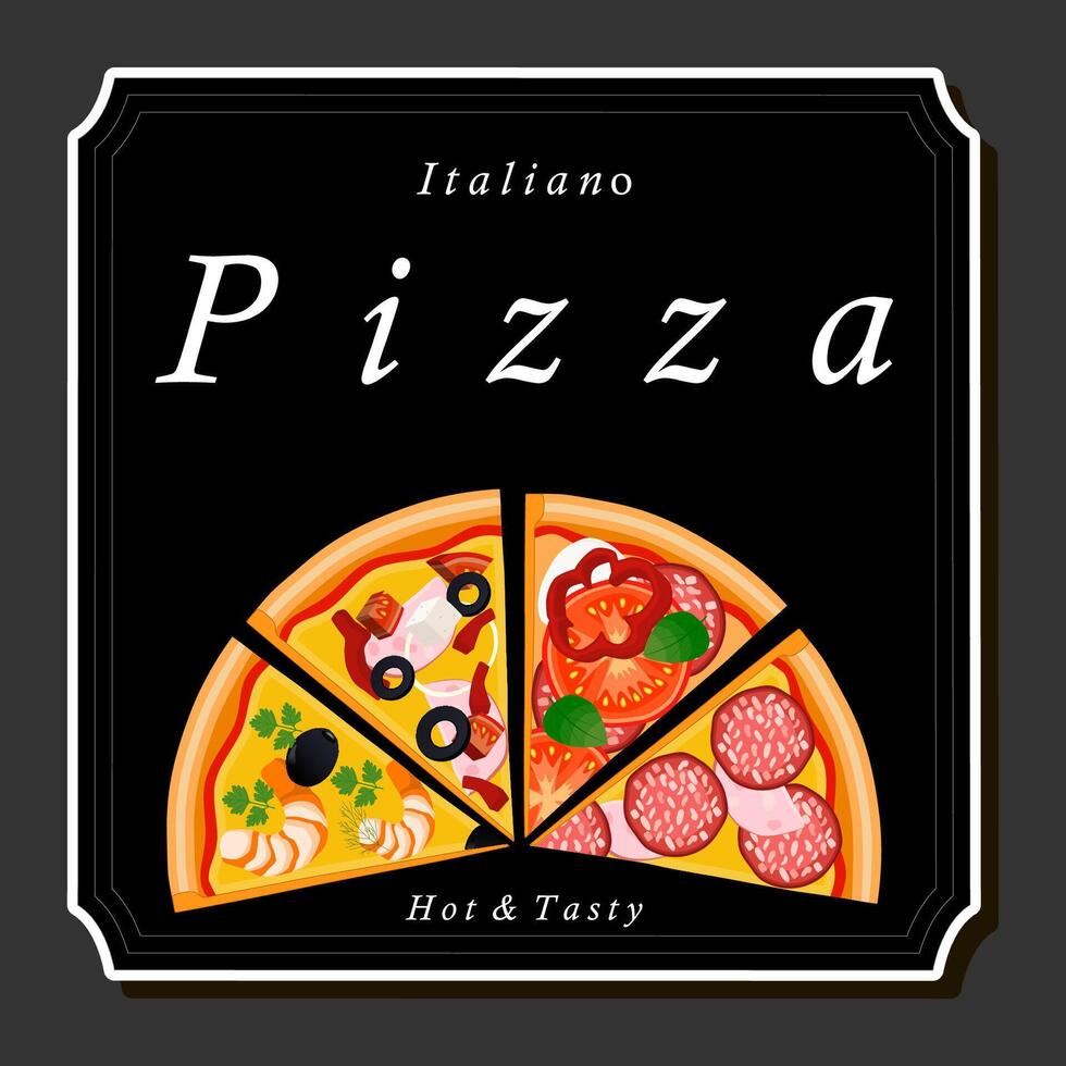 Illustration on theme big hot tasty pizza to pizzeria menu vector
