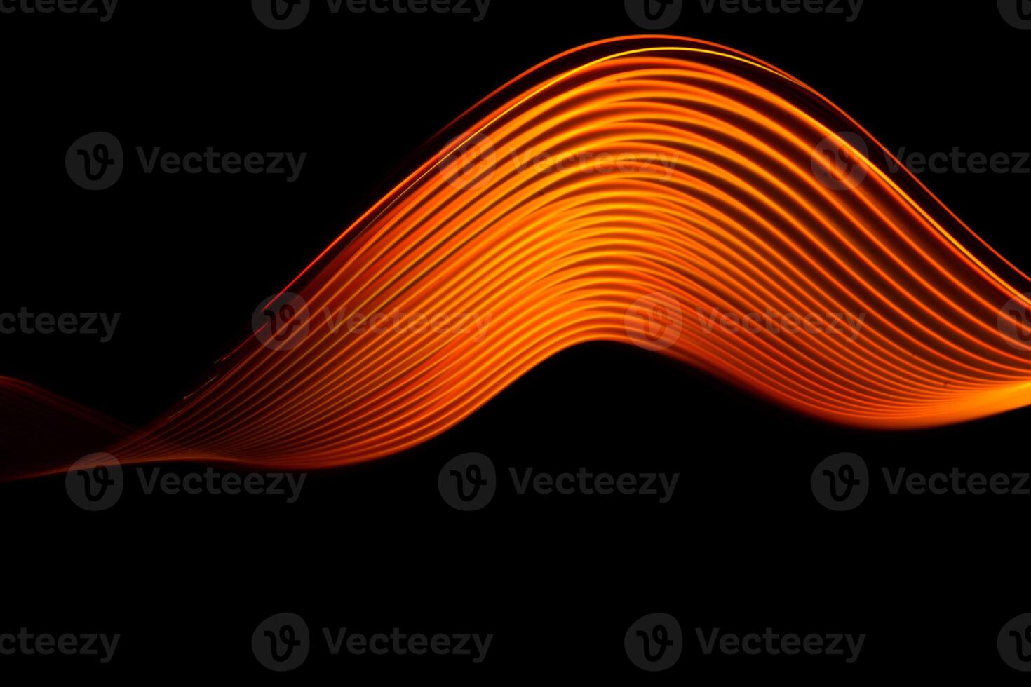 Abstract technology banner design. Long exposure, light painting. Vibrant streaks of digital neon lines on black background. photo