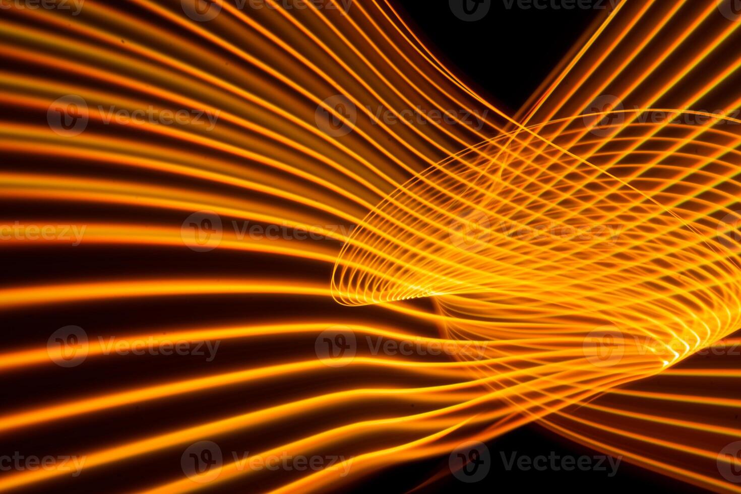 Abstract modern banner design. Glowing warm lines on black background. photo