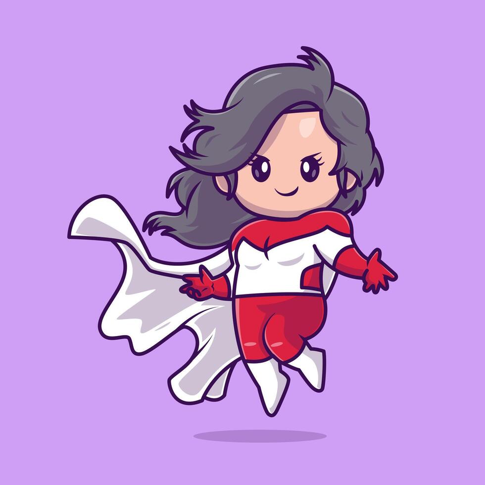 Cute Superhero Girl Flying Cartoon vector